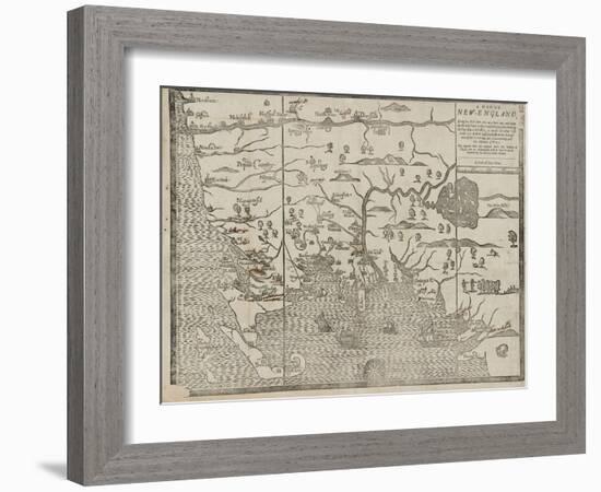 The Map of New England (From: William Hubbard's the Present State of New-England), 1677-John Foster-Framed Giclee Print