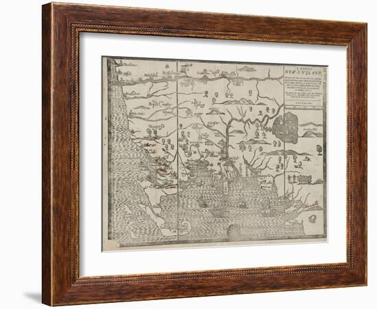 The Map of New England (From: William Hubbard's the Present State of New-England), 1677-John Foster-Framed Giclee Print