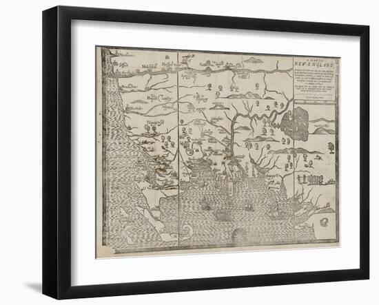 The Map of New England (From: William Hubbard's the Present State of New-England), 1677-John Foster-Framed Giclee Print