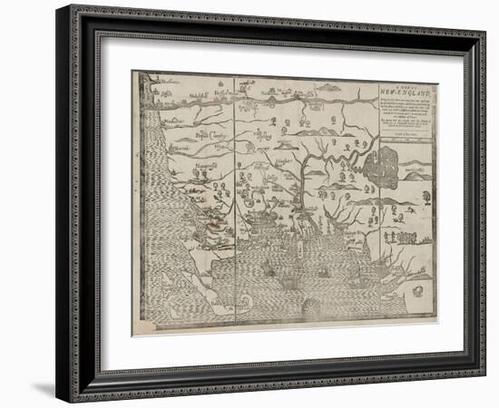 The Map of New England (From: William Hubbard's the Present State of New-England), 1677-John Foster-Framed Giclee Print