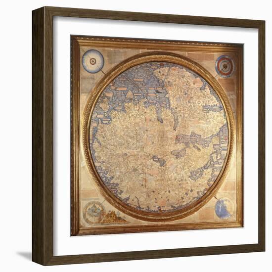 The Mappa Mundi of Fra Mauro, a Camaldolese Monk from the Monastery of San Michele in Murano, 1459-null-Framed Giclee Print