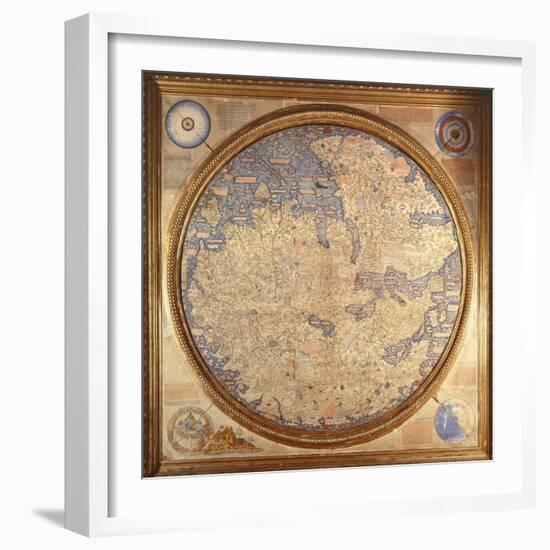 The Mappa Mundi of Fra Mauro, a Camaldolese Monk from the Monastery of San Michele in Murano, 1459-null-Framed Giclee Print