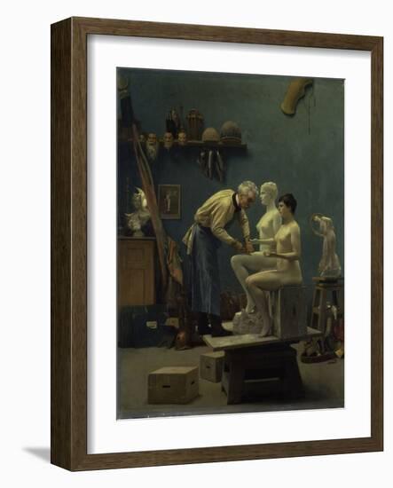 The Marble Work, The Artist Sculpting Tanagra, or The Artist's Model, 1890-Jean Leon Gerome-Framed Giclee Print