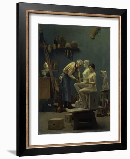 The Marble Work, The Artist Sculpting Tanagra, or The Artist's Model, 1890-Jean Leon Gerome-Framed Giclee Print