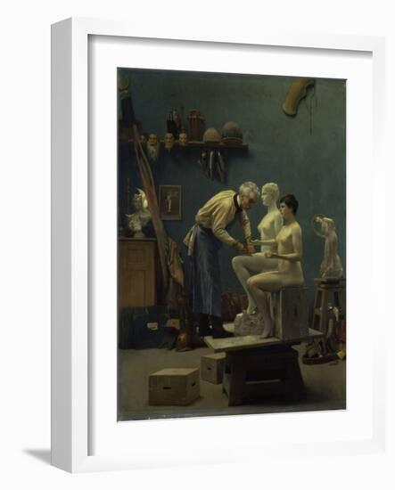The Marble Work, The Artist Sculpting Tanagra, or The Artist's Model, 1890-Jean Leon Gerome-Framed Giclee Print
