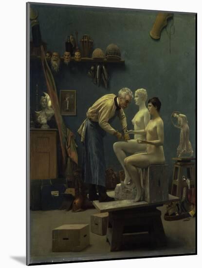 The Marble Work, The Artist Sculpting Tanagra, or The Artist's Model, 1890-Jean Leon Gerome-Mounted Giclee Print