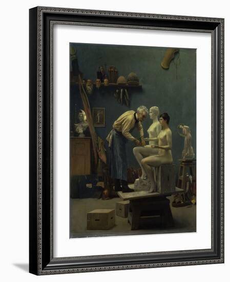 The Marble Work, The Artist Sculpting Tanagra, or The Artist's Model, 1890-Jean Leon Gerome-Framed Giclee Print