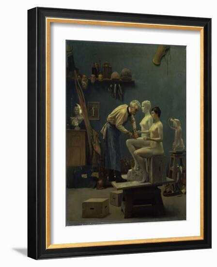 The Marble Work, The Artist Sculpting Tanagra, or The Artist's Model, 1890-Jean Leon Gerome-Framed Giclee Print