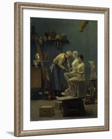 The Marble Work, The Artist Sculpting Tanagra, or The Artist's Model, 1890-Jean Leon Gerome-Framed Giclee Print