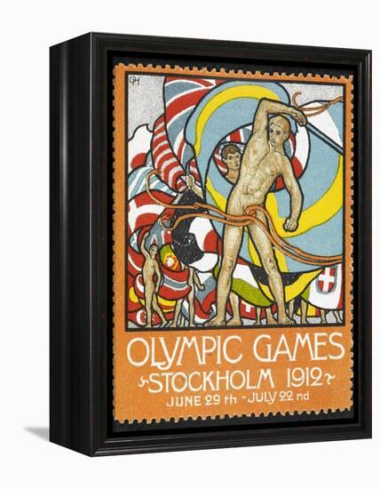 The March Of the Nations, Each Athlete Waving a Flag. Sweden 1912 Olympic Games Poster Stamp-null-Framed Premier Image Canvas