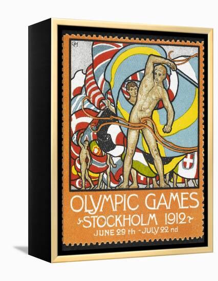 The March Of the Nations, Each Athlete Waving a Flag. Sweden 1912 Olympic Games Poster Stamp-null-Framed Premier Image Canvas