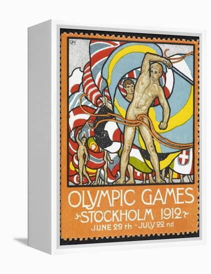 The March Of the Nations, Each Athlete Waving a Flag. Sweden 1912 Olympic Games Poster Stamp-null-Framed Premier Image Canvas
