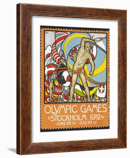 The March Of the Nations, Each Athlete Waving a Flag. Sweden 1912 Olympic Games Poster Stamp-null-Framed Giclee Print