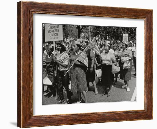 The March on Washington: Ladies Garment Workers' Union Marching on Constitution Avenue, 28th…-Nat Herz-Framed Photographic Print