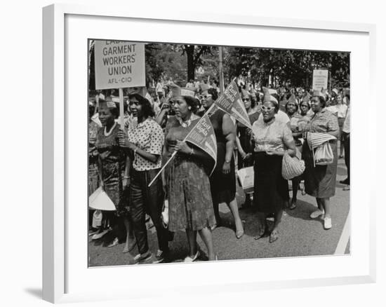 The March on Washington: Ladies Garment Workers' Union Marching on Constitution Avenue, 28th…-Nat Herz-Framed Photographic Print