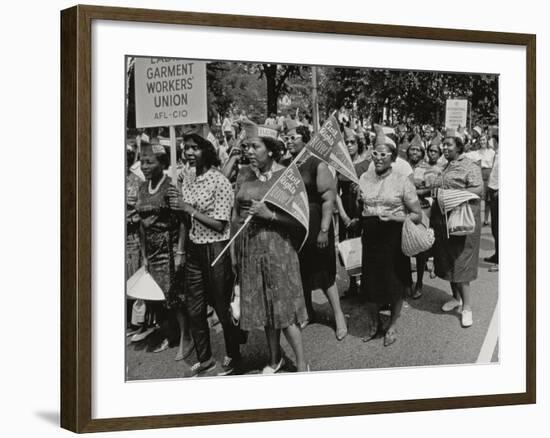 The March on Washington: Ladies Garment Workers' Union Marching on Constitution Avenue, 28th…-Nat Herz-Framed Photographic Print