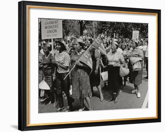 The March on Washington: Ladies Garment Workers' Union Marching on Constitution Avenue, 28th…-Nat Herz-Framed Photographic Print