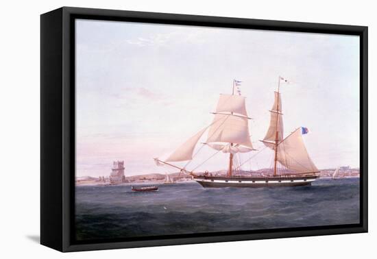 The Maria Helena off Lisbon with the Tower of Belem beyond her Bow, 1852-Samuel Walters-Framed Premier Image Canvas