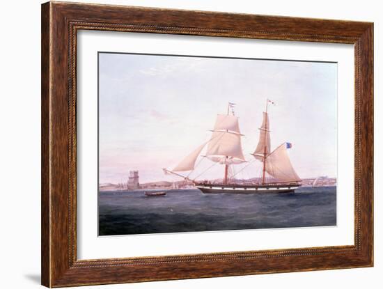 The Maria Helena off Lisbon with the Tower of Belem beyond her Bow, 1852-Samuel Walters-Framed Giclee Print