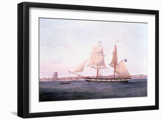 The Maria Helena off Lisbon with the Tower of Belem beyond her Bow, 1852-Samuel Walters-Framed Giclee Print