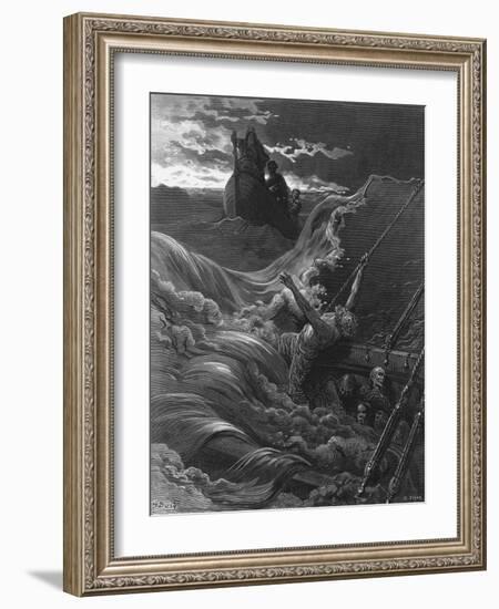 The Mariner, as His Ship Is Sinking, Sees the Boat with the Hermit and Pilot-Gustave Doré-Framed Giclee Print