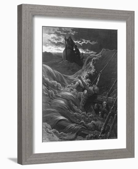 The Mariner, as His Ship Is Sinking, Sees the Boat with the Hermit and Pilot-Gustave Doré-Framed Giclee Print