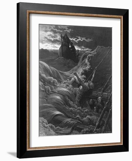 The Mariner, as His Ship Is Sinking, Sees the Boat with the Hermit and Pilot-Gustave Doré-Framed Giclee Print