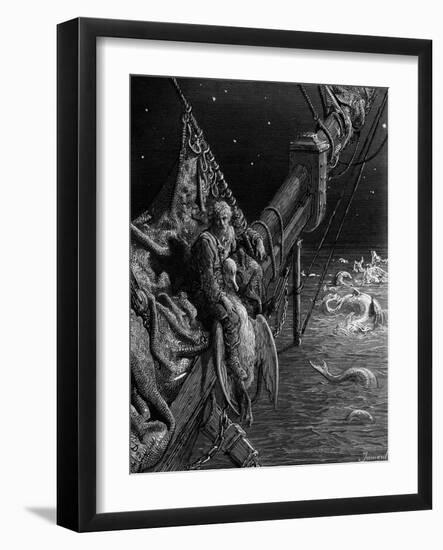 The Mariner Gazes on the Serpents in the Ocean-Gustave Doré-Framed Giclee Print