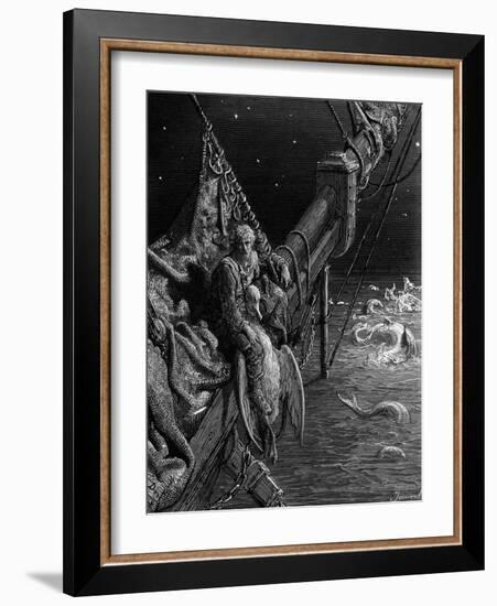 The Mariner Gazes on the Serpents in the Ocean-Gustave Doré-Framed Giclee Print