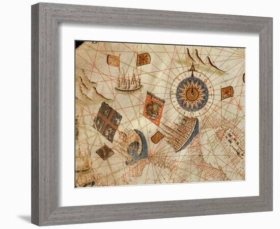 The Maritime Cities of Genoa and Venice, from a Nautical Atlas of the Mediterranean and Middle East-Calopodio da Candia-Framed Giclee Print