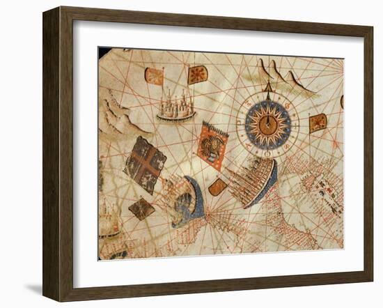 The Maritime Cities of Genoa and Venice, from a Nautical Atlas of the Mediterranean and Middle East-Calopodio da Candia-Framed Giclee Print