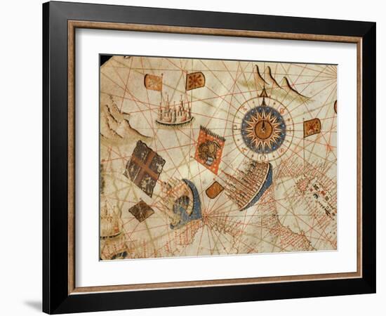 The Maritime Cities of Genoa and Venice, from a Nautical Atlas of the Mediterranean and Middle East-Calopodio da Candia-Framed Giclee Print