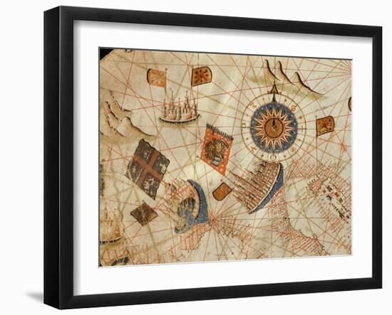 The Maritime Cities of Genoa and Venice, from a Nautical Atlas of the Mediterranean and Middle East-Calopodio da Candia-Framed Giclee Print