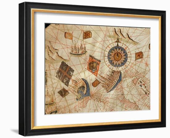 The Maritime Cities of Genoa and Venice, from a Nautical Atlas of the Mediterranean and Middle East-Calopodio da Candia-Framed Giclee Print