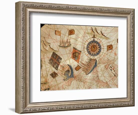 The Maritime Cities of Genoa and Venice, from a Nautical Atlas of the Mediterranean and Middle East-Calopodio da Candia-Framed Giclee Print