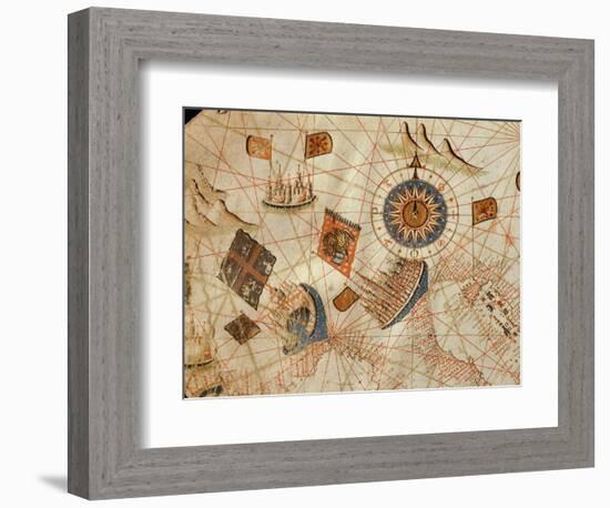 The Maritime Cities of Genoa and Venice, from a Nautical Atlas of the Mediterranean and Middle East-Calopodio da Candia-Framed Giclee Print