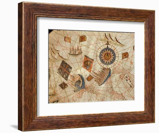 The Maritime Cities of Genoa and Venice, from a Nautical Atlas of the Mediterranean and Middle East-Calopodio da Candia-Framed Giclee Print