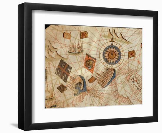 The Maritime Cities of Genoa and Venice, from a Nautical Atlas of the Mediterranean and Middle East-Calopodio da Candia-Framed Giclee Print