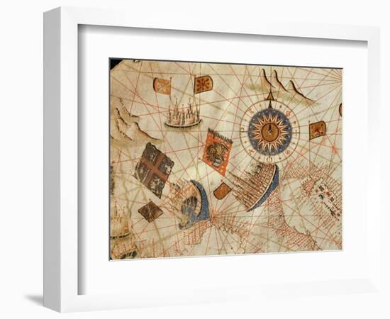 The Maritime Cities of Genoa and Venice, from a Nautical Atlas of the Mediterranean and Middle East-Calopodio da Candia-Framed Giclee Print