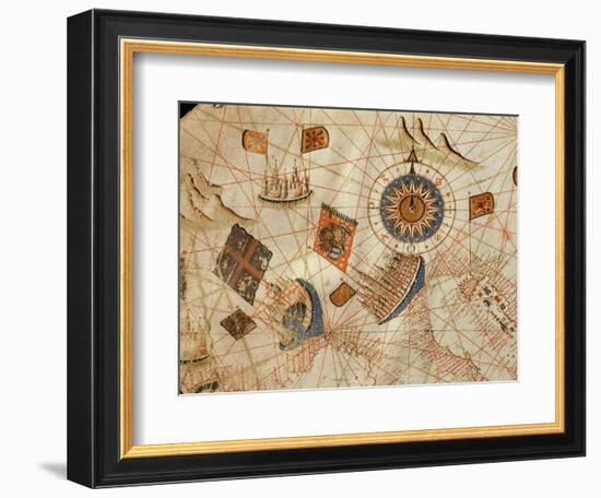 The Maritime Cities of Genoa and Venice, from a Nautical Atlas of the Mediterranean and Middle East-Calopodio da Candia-Framed Giclee Print