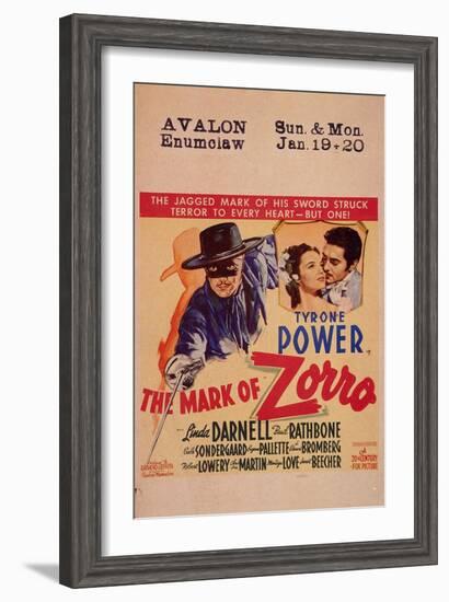 The Mark of Zorro, 1940-null-Framed Art Print