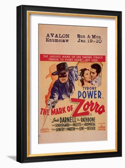 The Mark of Zorro, 1940-null-Framed Art Print