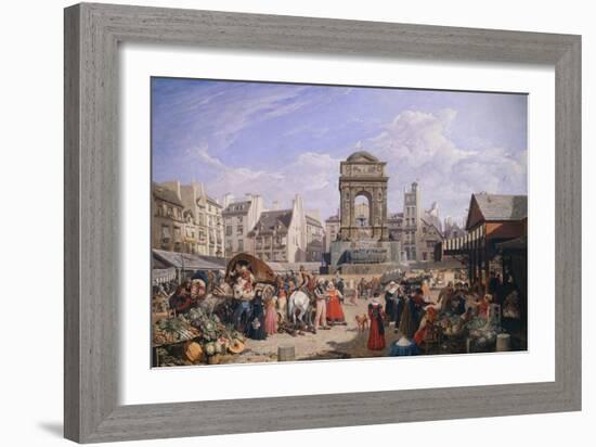 The Market and the Fountain of Innocents, 1822-John James Chalon-Framed Giclee Print