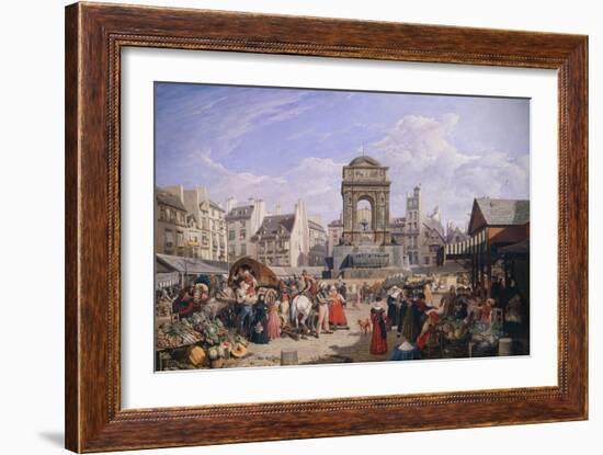 The Market and the Fountain of Innocents, 1822-John James Chalon-Framed Giclee Print