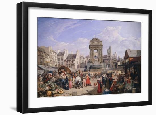 The Market and the Fountain of Innocents, 1822-John James Chalon-Framed Giclee Print