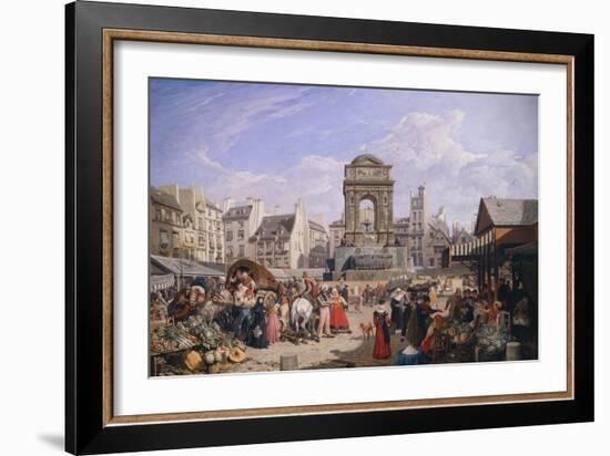 The Market and the Fountain of Innocents, 1822-John James Chalon-Framed Giclee Print