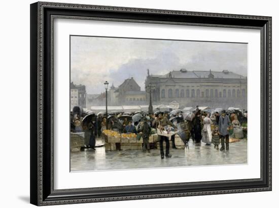 The Market in Front of the Stadsschouwburg Theatre in Antwerp Par Claus, Emile (1849-1924), - Oil O-Emile Claus-Framed Giclee Print