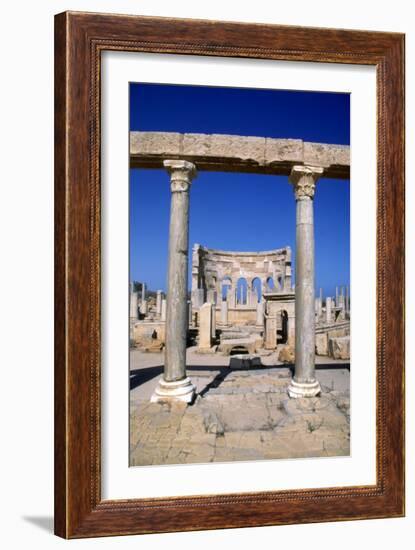 The Market, Leptis Magna, Libya, C3rd Century Ad. Pillars in the Ancient Roman City-Vivienne Sharp-Framed Photographic Print