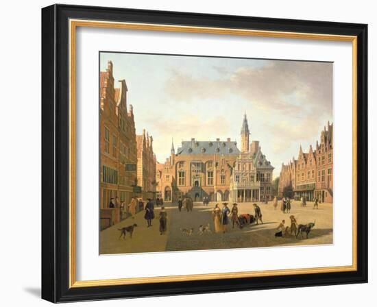 The Market Place with the Raadhuis, Haarlem-Gerrit Adriaensz Berckheyde-Framed Giclee Print