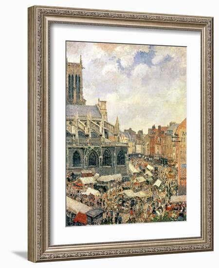 The Market Surrounding the Church of Saint-Jacques, Dieppe, 1901-Camille Pissarro-Framed Giclee Print